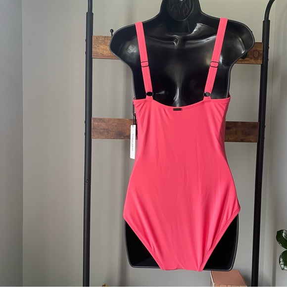 Calvin Klein Over-The-Shoulder Mio with Logo Ring one piece swimsuit energy in 8 - Picture 6 of 7